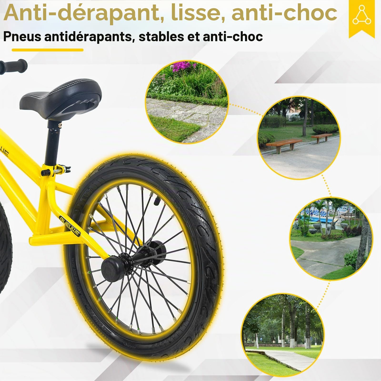 Draisienne 3 Ans et 4 5 6 7 Ans, Vélo sans Pédales pour Enfant de Jusqu'à 40 Kg, 16 Pouces Pneus en Caoutchouc, Siège Réglable, Cadeau de d'anniversaire pour Filles et Garçons