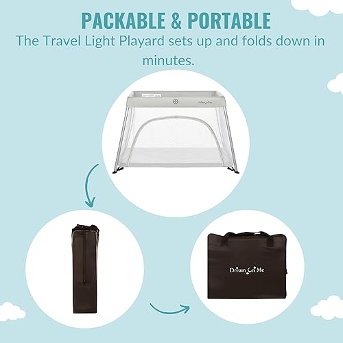 Miniatura 19 de Dream On Me Corral ligero de viaje con puerta de malla con cremallera en negro Negro -,Gris,marino,Rosado