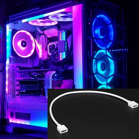 2-Pack 1-to-1 ARGB Extension Cable, White 5V 3-Pin Female to Female ARGB Addressable RGB Adapter Cable, ARGB LED Sync Cable for Extend PC Computer ARGB Fans Or ARGB LED Lights, 11.8 Inches