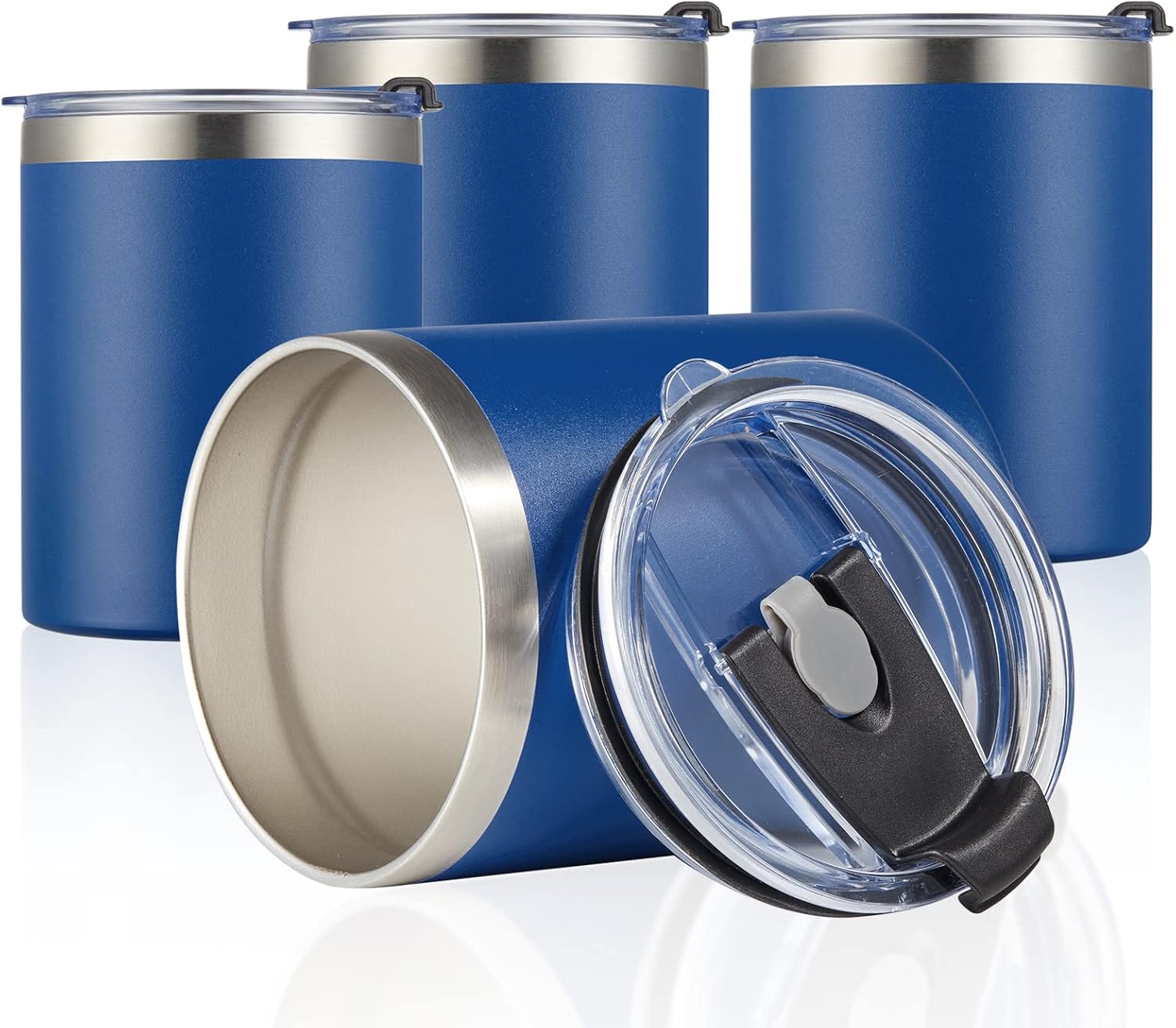 MEWAY 12 oz Lowball, Tumbler Stainless Steel Double Wall Vacuum Insulated Mug with Straw and Lid, Cleaning Brush ,Durable Powder Coated Insulated Coffee Cup for Cold & Hot Drinks (Navy, 12 pack) - Image 4