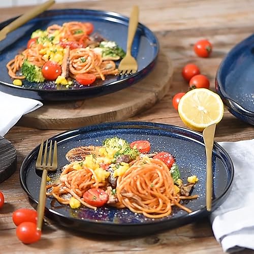 Miniatura 5 de Vicrays - Juego de vajilla de cerámica de 18 piezas para 6, platos llanos, platos de ensalada, cuencos, microondas, horno, apto para lavavajillas,