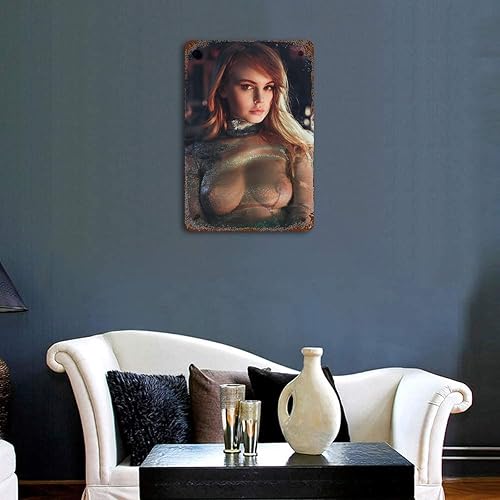 Miniatura 4 de Letrero de metal de hojalata moderna, arte de pared, abstracto, vintage, placa colgante de hierro vertical, pin-up niña, póster de arte retro