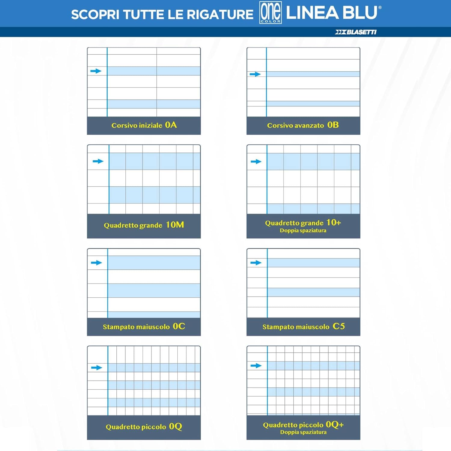 Blasetti - 6 Maxi Learning Notebooks with One Colour Pattern. 100 g paper, 72 sides + flap, Jolly Page, ideal for dysgraphy, pack containing assorted colours - Lines (0B)
