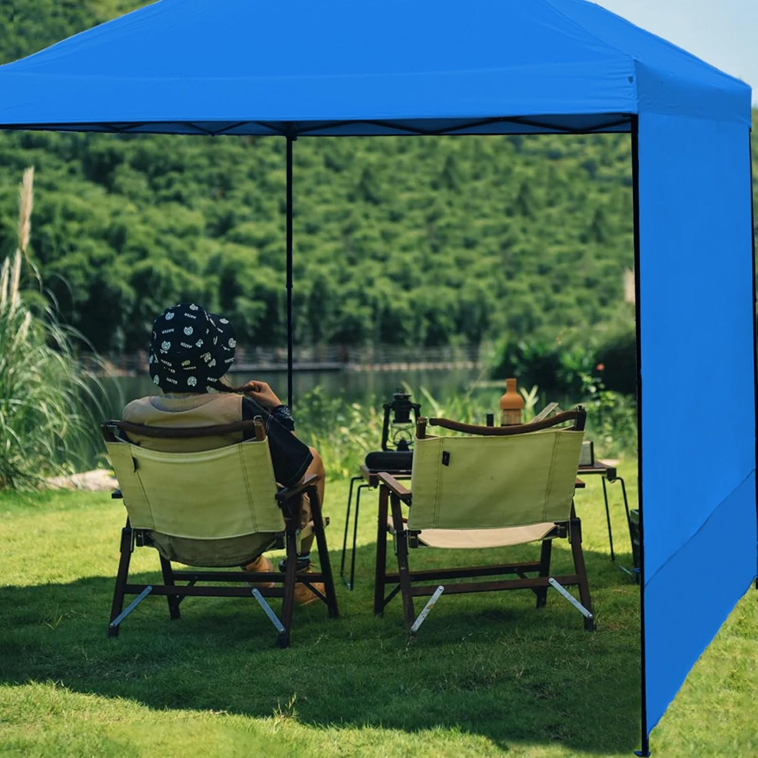Canopy Sunwall Sidewall Gazebos Tent Waterproof for 10x10ft Pop up Straight Leg Gazebos Outdoor Instant Canopies 1 Pcs Blue Only