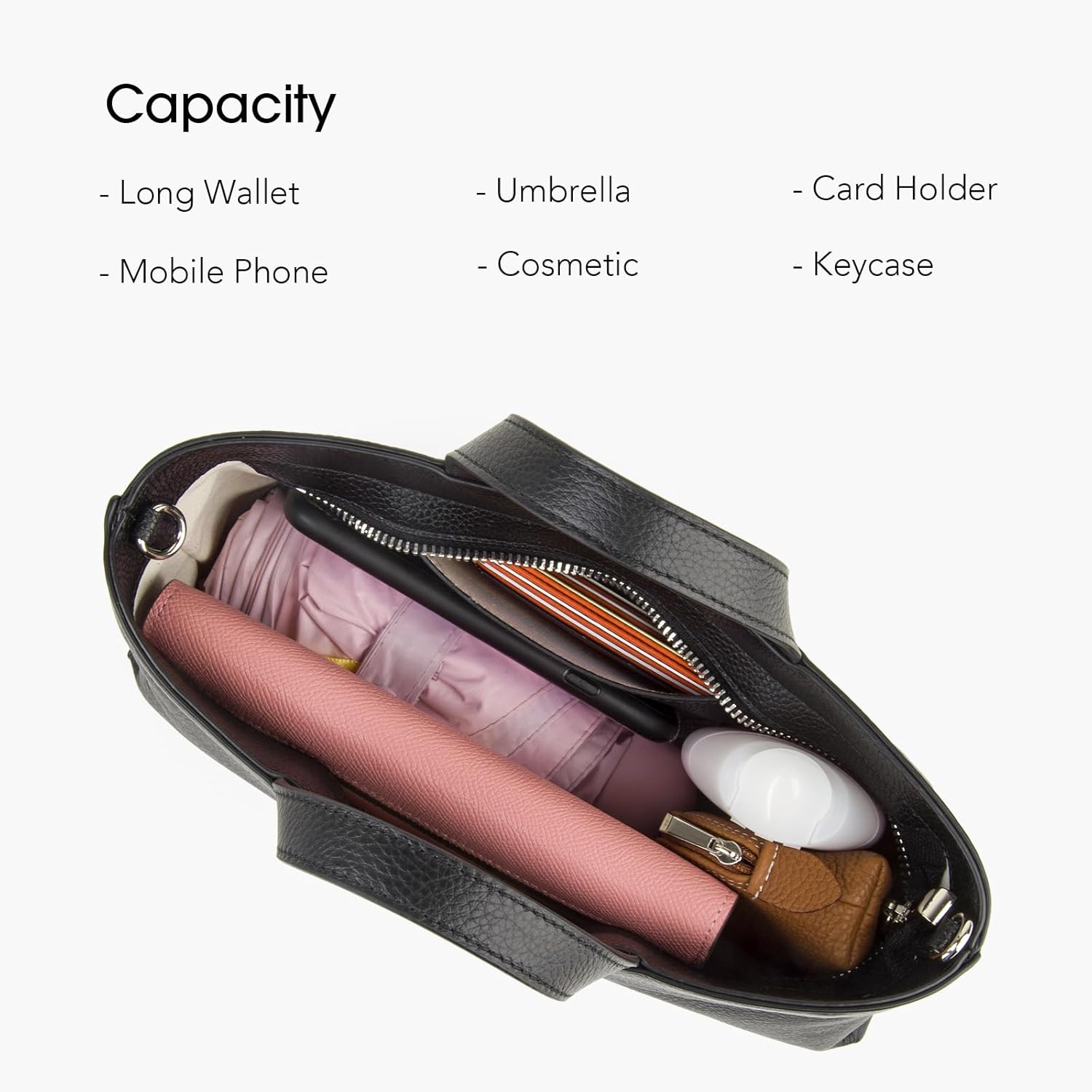 Premium Full Grained Leather Simple Tote Handbag for Women, Shoulder Crossbody Bag with Adustable Shoulder Strap - Image 6