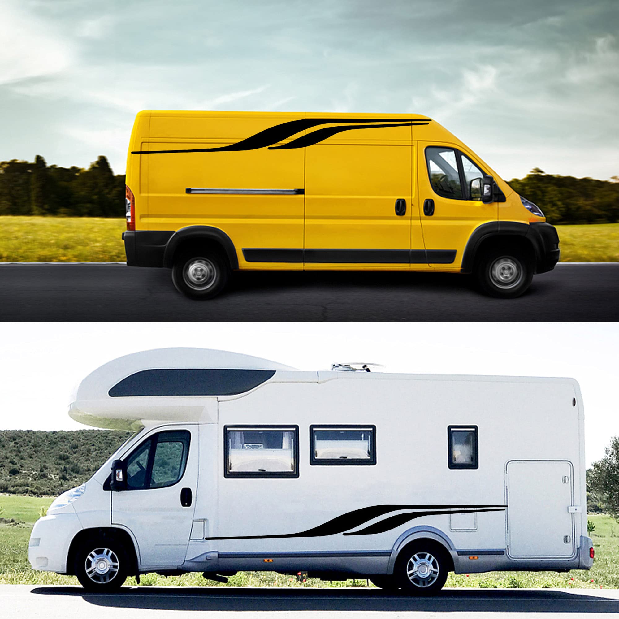 Vinyl Stripe Decals 15.75x165.35 Inch Black Grey 2PCS Car Stripes Decals -  15.75x165.35 Inch Black \u0026 Grey Vinyl Stickers For Vehicles Motorhome Decals, image size:2000x2000