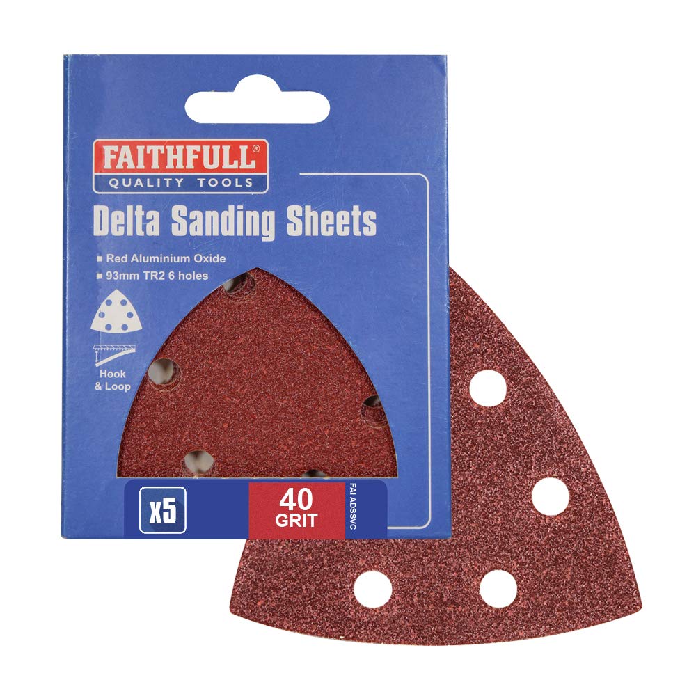 Faithfull Delta Hook & Loop Sanding Sheets TR2 93mm Very Coarse Pk 5