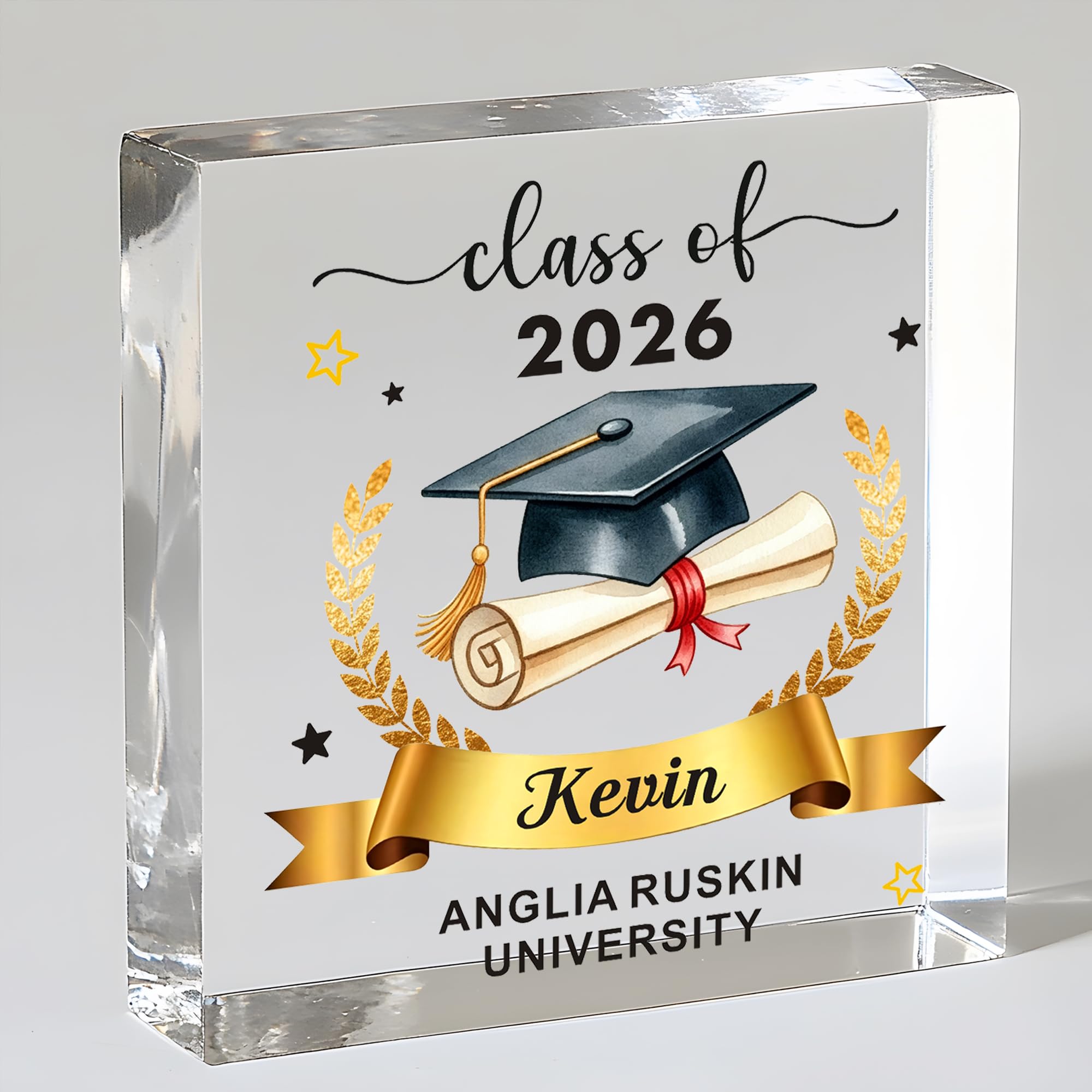 EDSG Personalized Graduation Gifts, Class of 2026 Decorations Acrylic Plaque Sign, Graduation Decorations for High School College Senior Him Her Daughter Son Friends (Square-1)