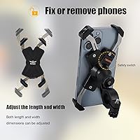 Vista 5 de Soporte de teléfono para motocicleta, soporte universal para manillar de motocicleta, abrazadera de teléfono celular para iPhoneGalaxy de 4.72 a