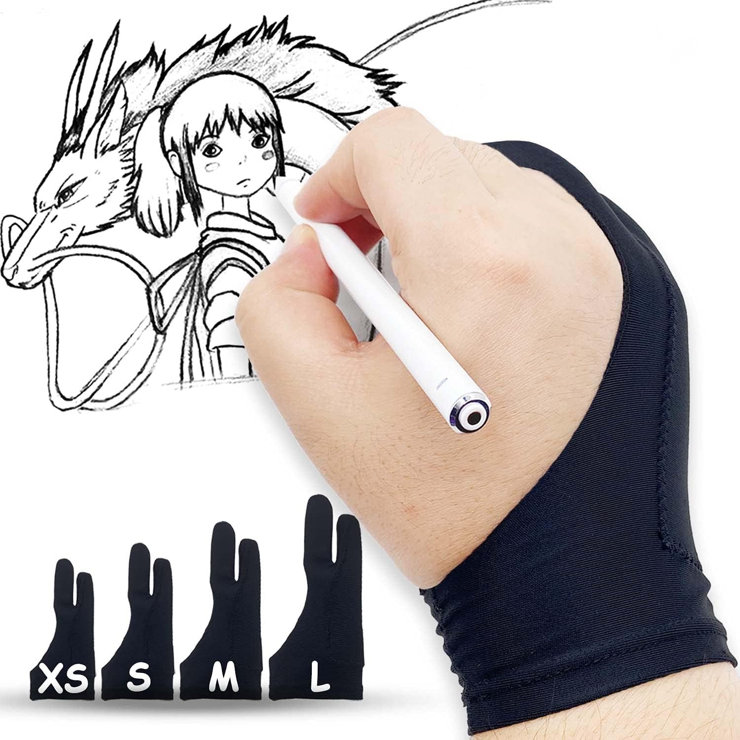 Drawing Glove M, Artist Glove for Drawing Tablet iPad, Palm Rejection Digital Art Glove, Suitable for Left Right Hand -2 Pack