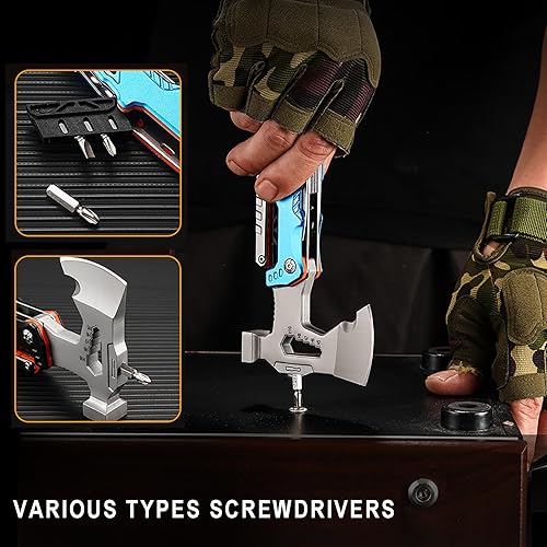 Miniatura 4 de Herramienta multifuncional 17 en 1 para exteriores con martillo, alicates, llaves, cuchillo utilitario, sierra, abridor de botellas,