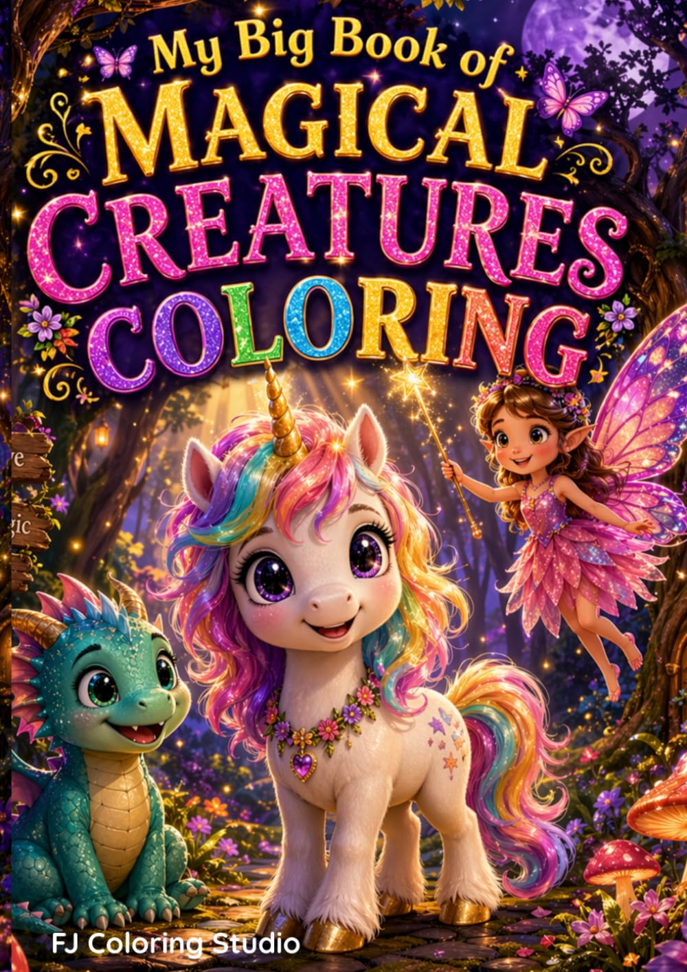 My Big Book of Magical Creatures Coloring: Fun Fantasy Coloring Pages Featuring Adorable Unicorns, Baby Dragons, and Fairies in Enchanted Forests — ... Coloring Book for Kids Ages 4-9