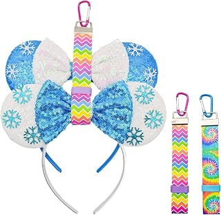 2 Pack Mouse Ear Holder for Backpack Bag - Headband Holder Strap with Hook, Lanyard Keychain Hanging Decor - Trip Accessories Organizer