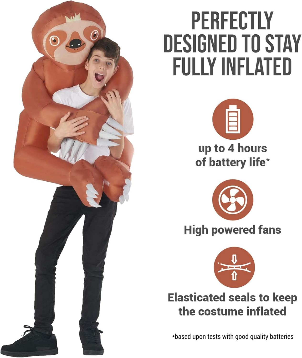 Morph Inflatable Sloth Costume For Kids, Blow Up Sloth Outfit, Fun Animal Costume, Kids Inflatable Costume - Image 3