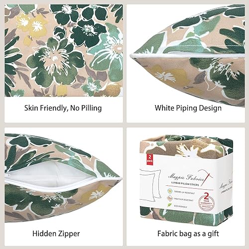 Miniatura 4 de Magpie Fabrics Juego de 2 fundas decorativas rectangulares para cojín lumbar de patio de 20 x 12 pulgadas, fundas decorativas decorativas para