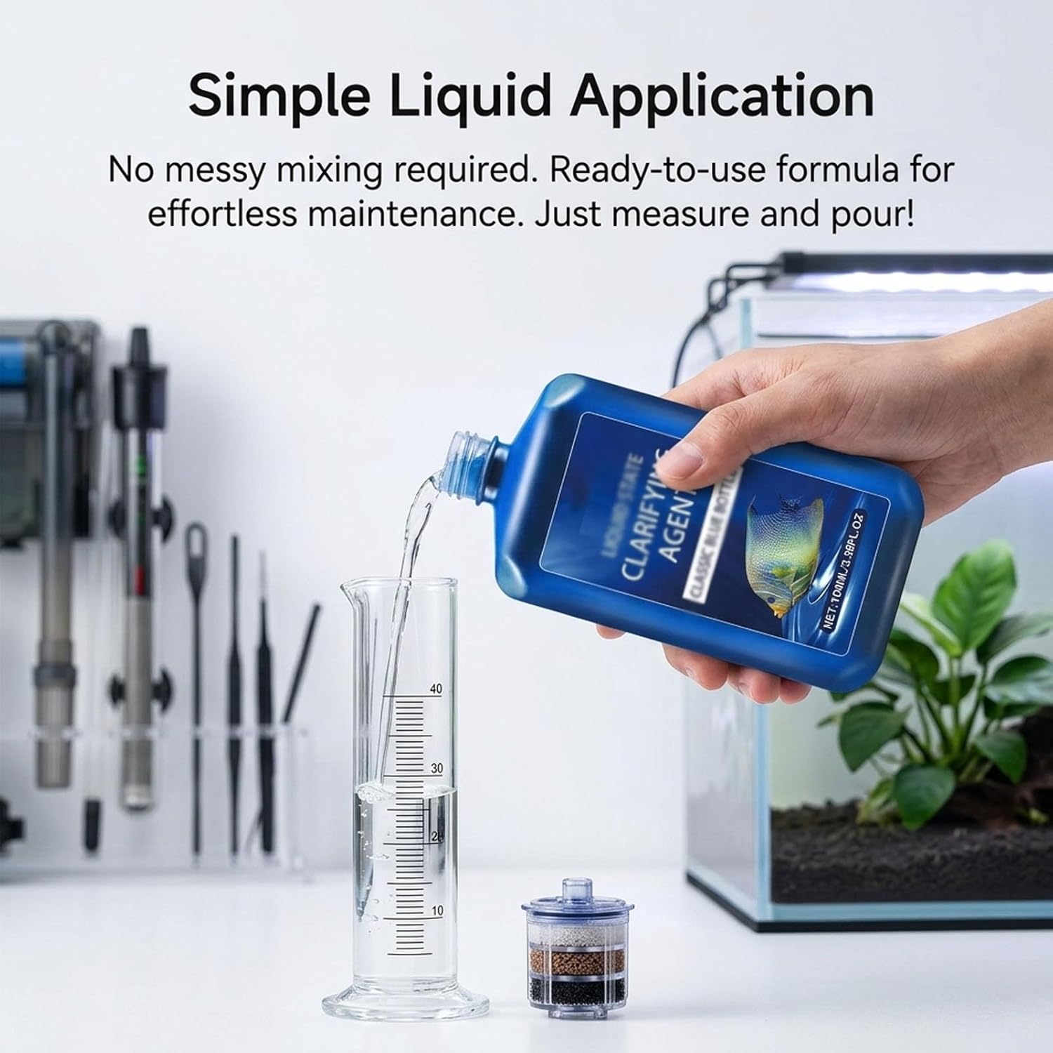 Fast-Acting Aquarium Water Clarifier, Clears Cloudy Water, Powerful Freshwater Aquarium Water Purification Clarifier, Liquid State Clarifying Agent for Fish Tank, Tank Cleaning Supplies (3PCS)