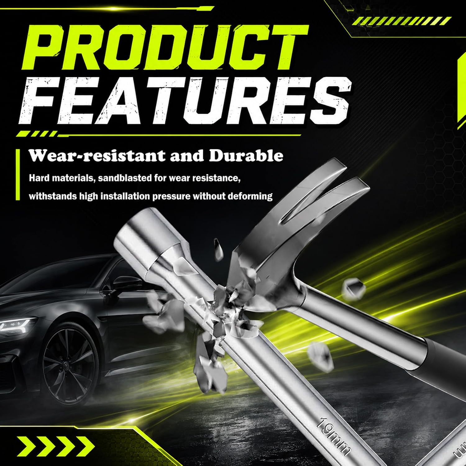 14" Cross 4 Way Lug Wrench for Car,Heavy Duty Tire Lug Nut Wrench