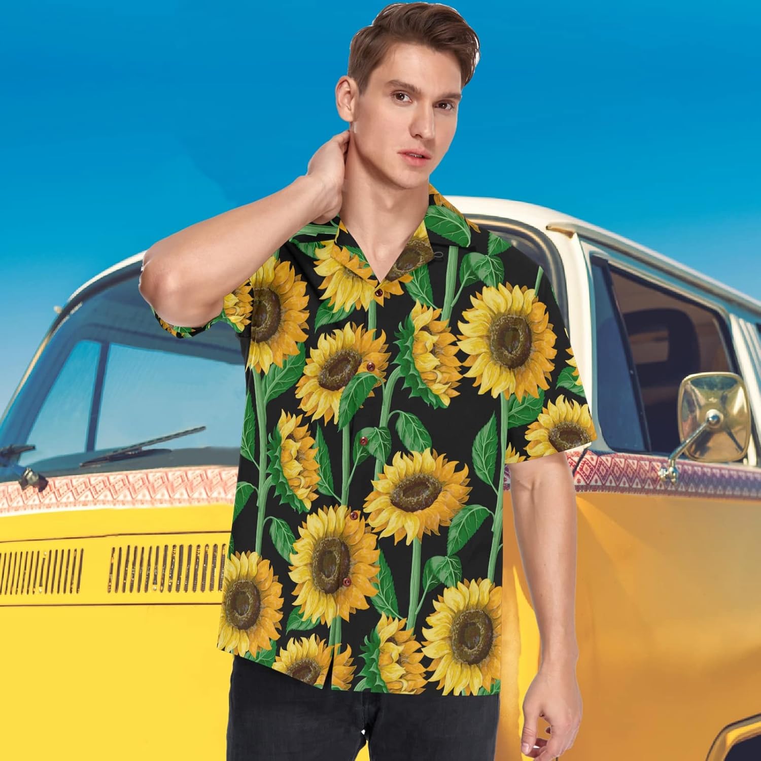 visesunny Mens Casual Button Down Short Sleeve Hawaiian Shirt Aloha Shirt - Image 5