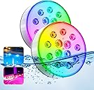 Pool Lights, Upgraded Rechargeable Submersible LED Lights with Remote IP68 Waterproof 16 Colors Hot Tub Underwater Pool Lights for Above Ground Inground Pool, Bath, Party, Vase 2 Pack
