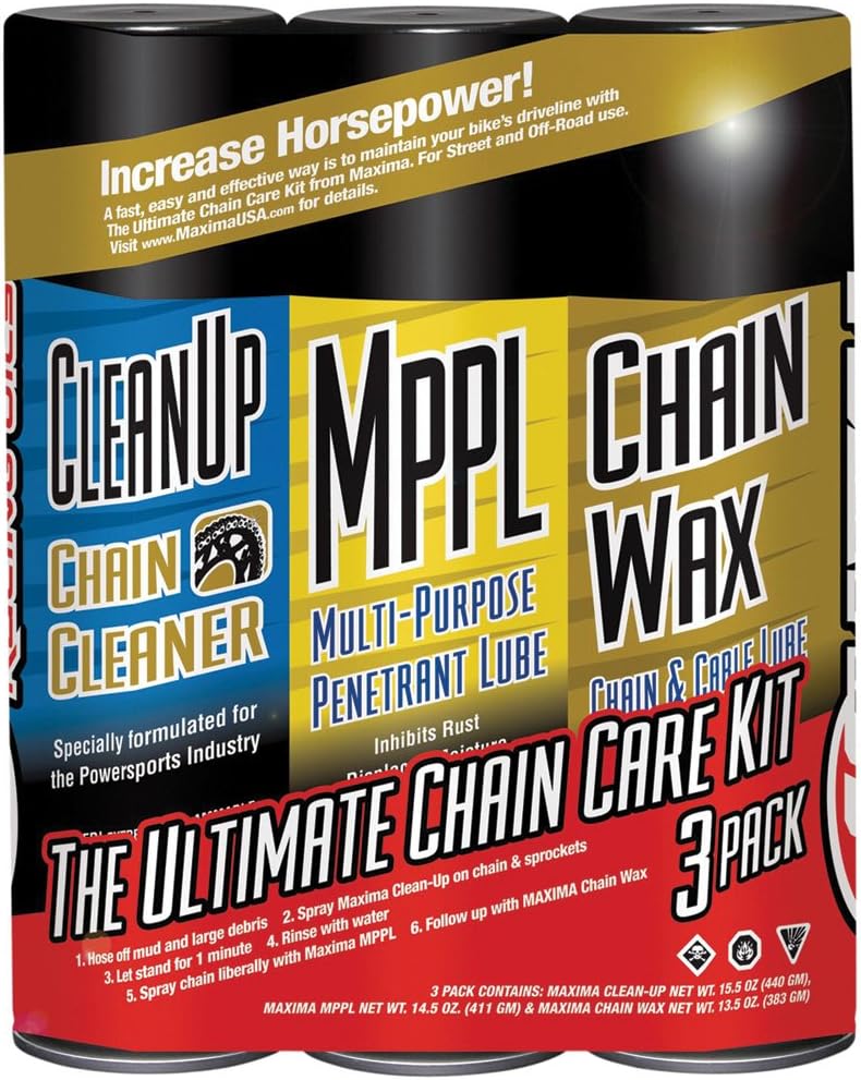 Maxima 70-749203-3PK Chain Wax Ultimate Chain Care Aerosol Combo Kit, (Pack of 3)
