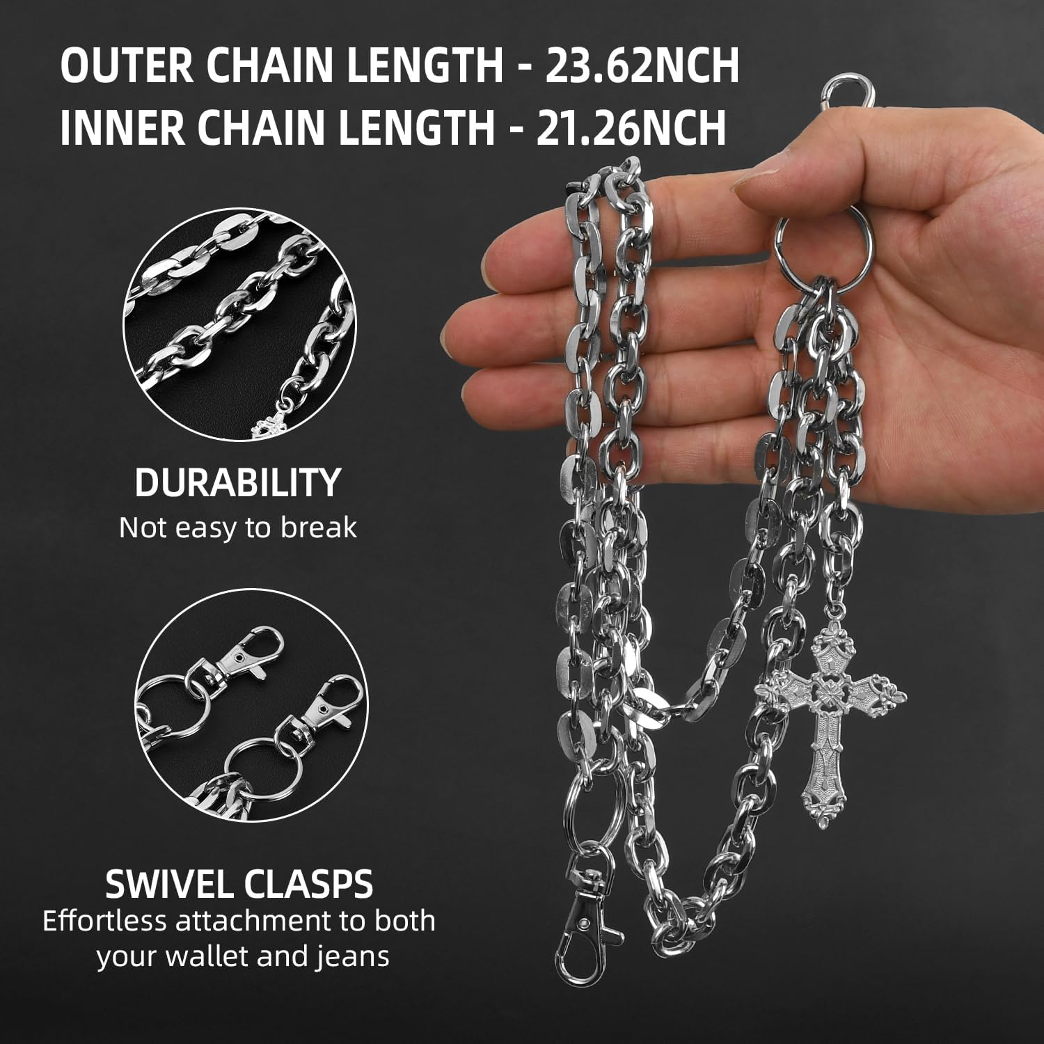 Pants Chain&Wallet Chain for Men Women,Gothic Hip Hop Rapper Style Accessory for Jean,Pocket,Belt - Image 6