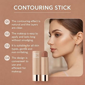 Cool Toned Contour Stick,Cream Bronzer Stick for Face&Nose Contour,Grey Con/tour Cream Contour Stick,Blendable Contouring Stick,Waterproof Long Lasting Makeup Contour Pen Bronzer Stick(Neutral Grey)