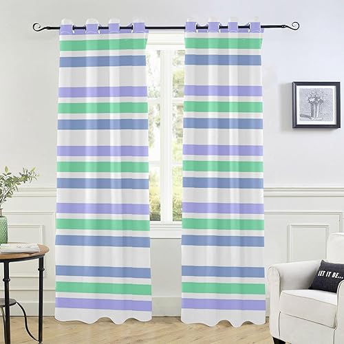 Vintage Horizontal Stripes Texture Blackout Curtain 84" Long Curtains for Bedroom & Living Room Room Divider Bay Window Curtains Decor Cortinas para