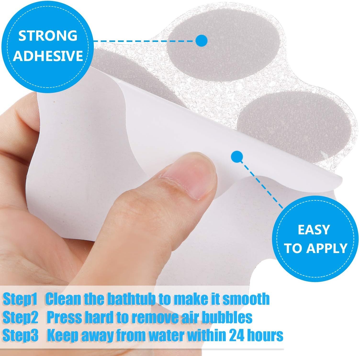 20 Pieces Non-Slip Bathtub Stickers Adhesive Paw Print Bath Treads Non Slip Traction to Tubs Bathtub Stickers Adhesive Decal Anti-slip Appliques for Bath Tub Showers, Pools, Boats, Stairs (Gray) : Home & Kitchen