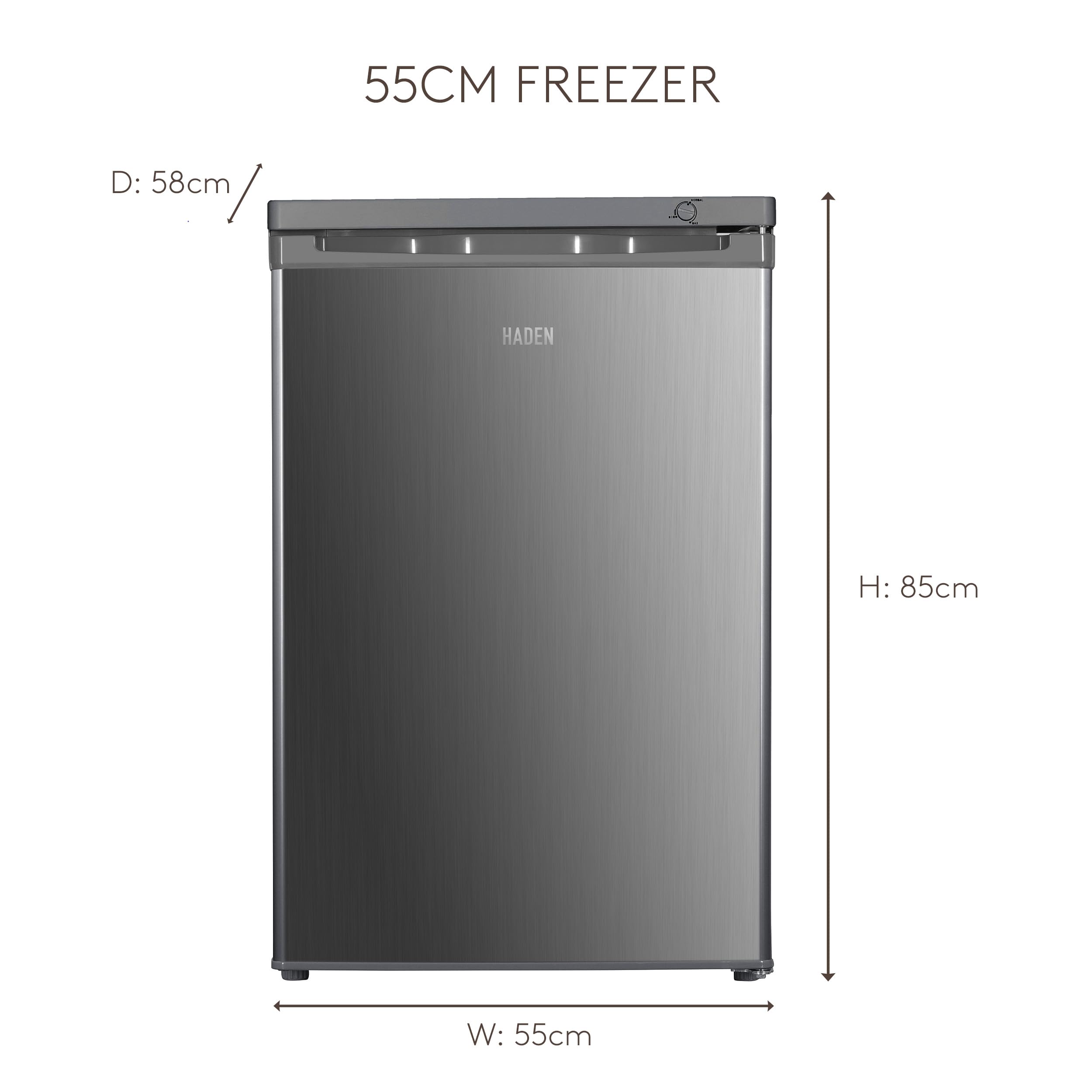 HADEN 85L Under Counter Freezer - 55cm, Manual Defrost, 4 Draws - Mechanical Temperature Control - Silver Freestanding Freezer — view 3