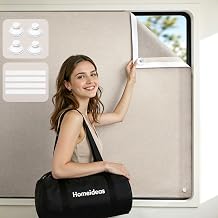 HOMEIDEAS 100% Blackout Travel Curtains,Beige Portable No-Drill Blinds with Stickers & Suction Cups, Blackout Window Cover Light Blocking Shades for RV, Baby Nursery, Dorm, 50" W 78" L