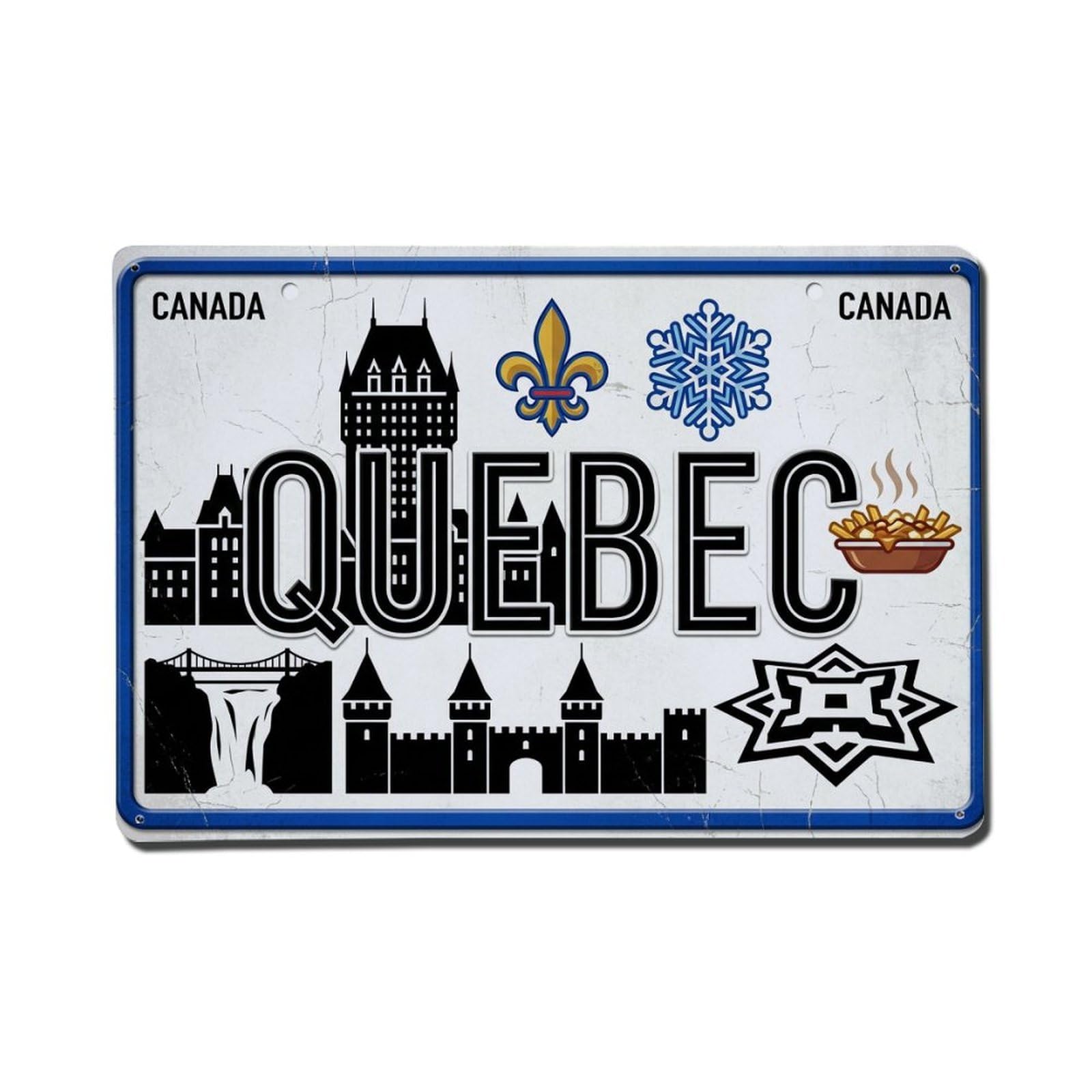 Cxhjca 8X12inch(20X30cm) Vintage Travel Quebec Canada Chateau Winter Metal Tin Sign