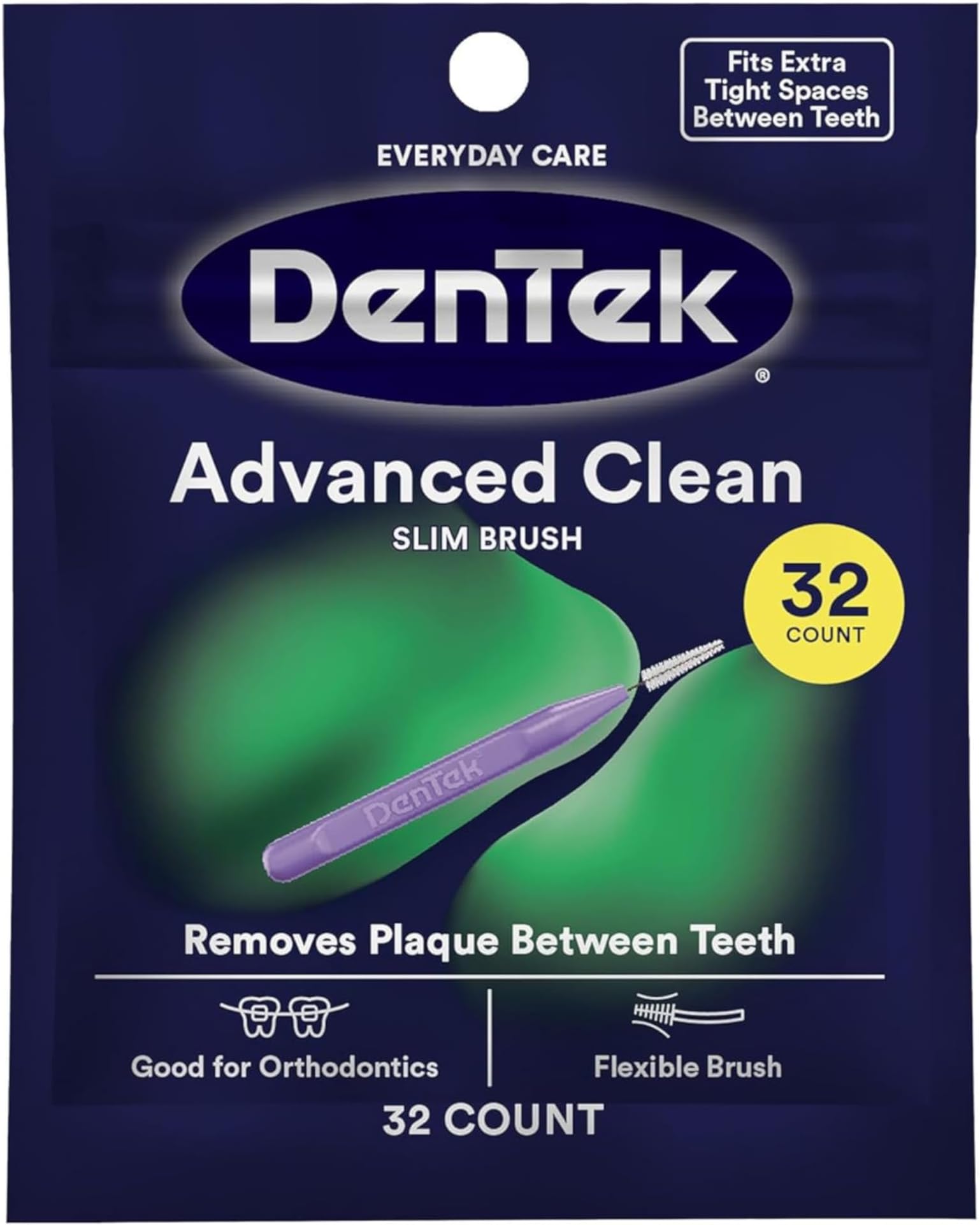 DenTek Slim Brush Interdental Cleaners | Slim Brush for Extra Tight Spaces | 32-Count | 1-Pack