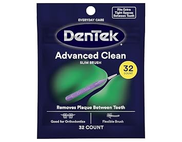 DenTek Slim Brush Interdental Cleaners | Slim Brush for Extra Tight spaces | 32-Count | 1-Pack