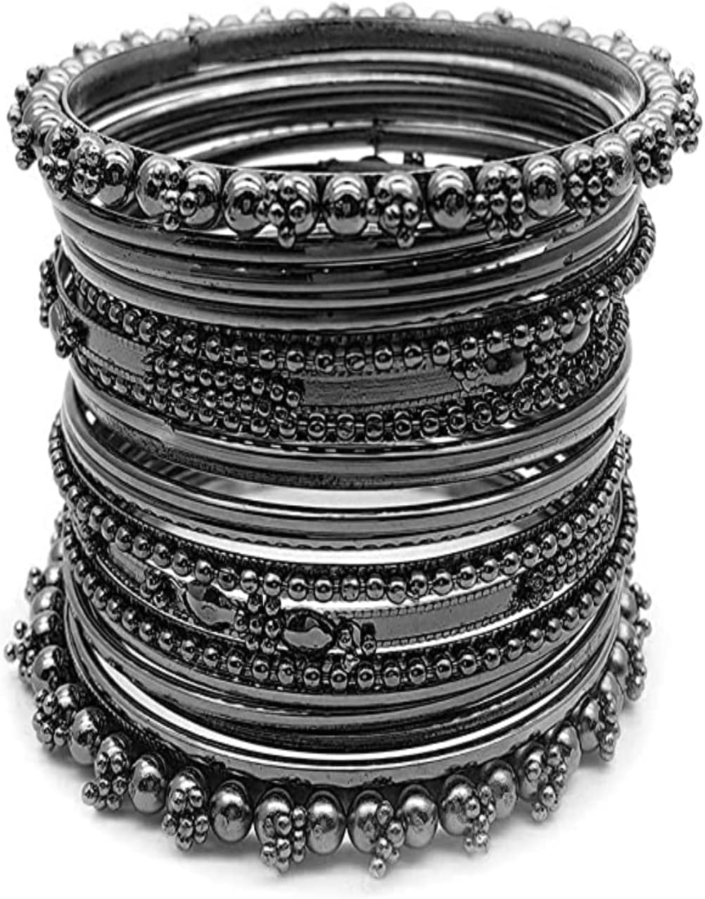 sanjog Women's Brass Metal Ethnic Oxidized Bangle Set With Black Colored for Women and Girls