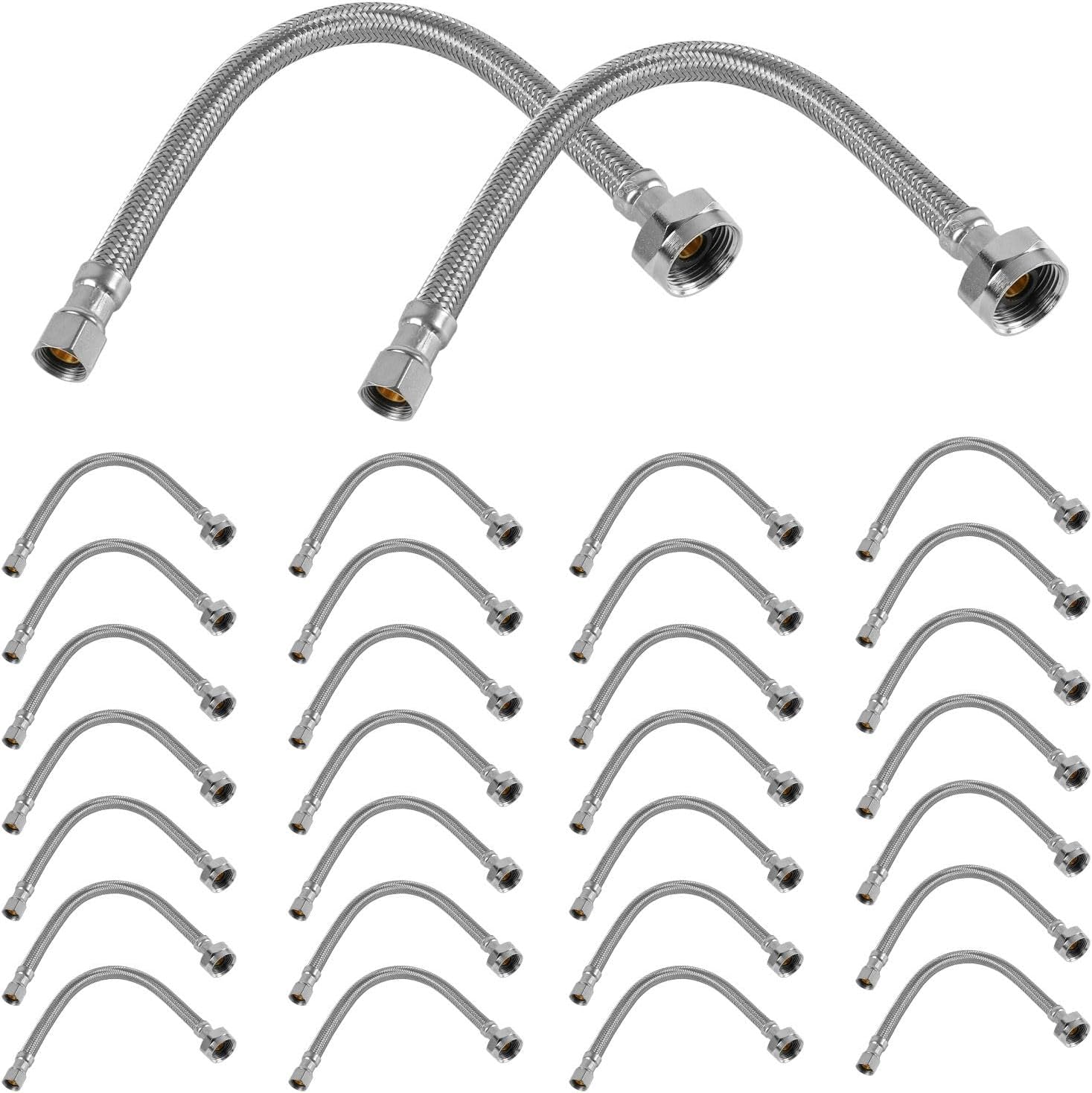 (30 Pack) Efield 16 Inch Toilet Braided Hose, 3/8"Compression X 7/8"Ballcock, Braided, Metal Nut Toilet Connectors(16 Inch), (HOSE107-30PCS)