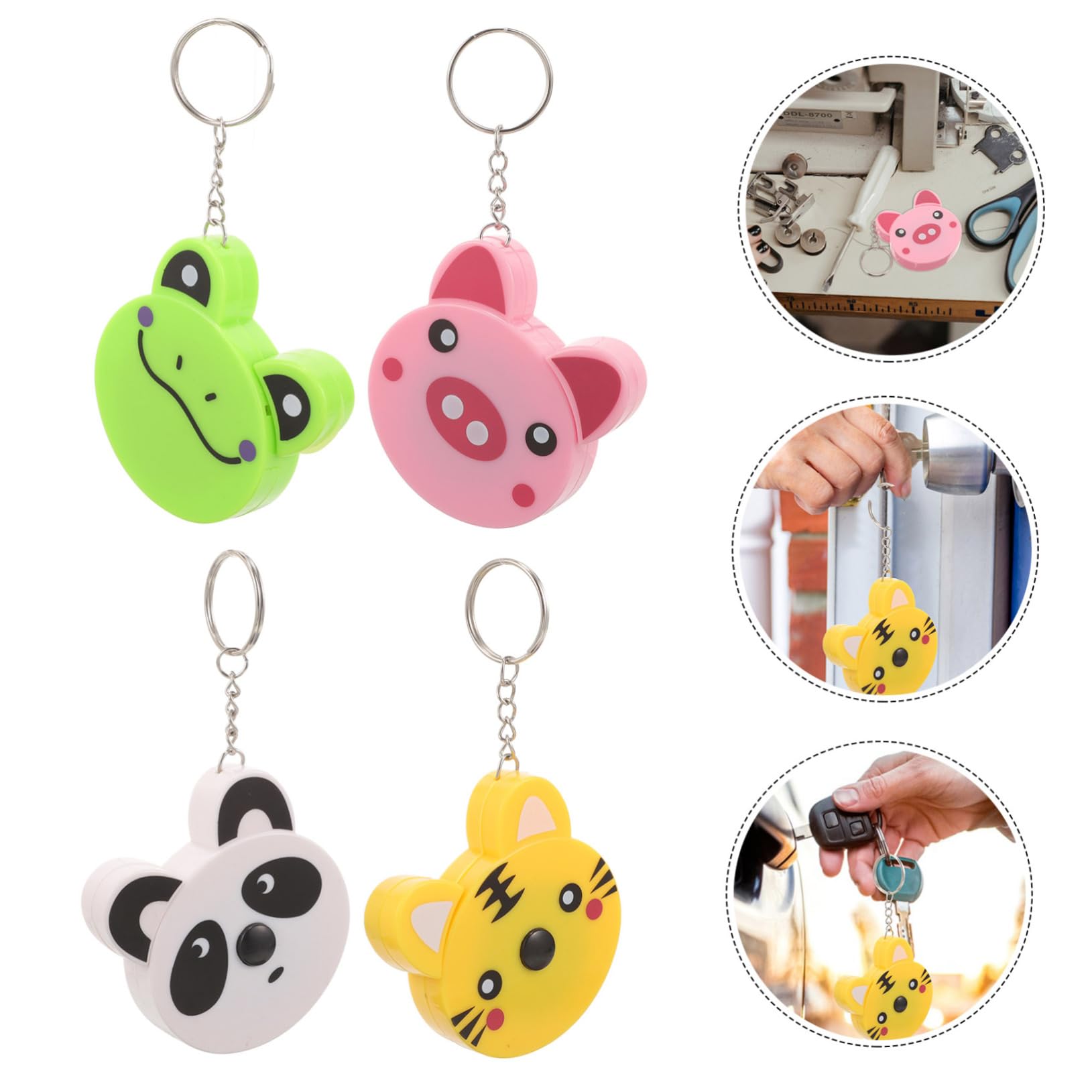 DOITOOL 5 Juegos Mini Cinta Métrica De Animales Titular De La Insignia Dibujos Animados Juguetes Hola Medidor Colgante De Cinta Métrica De Metal Retráctil Abs 4 Uds * 5