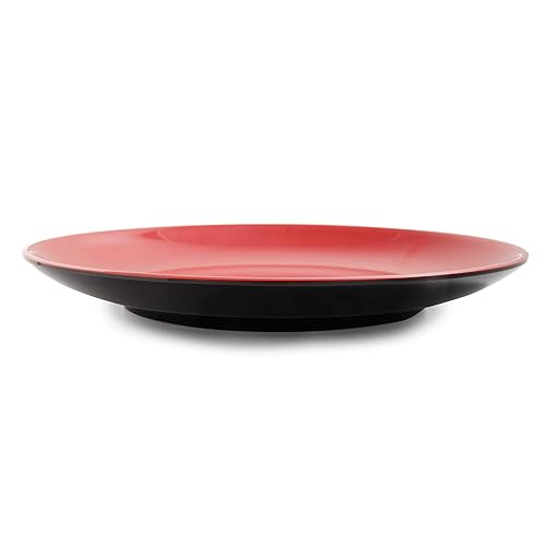 Miniatura 2 de yanco cr-1307 Negro y Rojo Two-Tone Plato Redondo (, forma de copa, 7" diámetro, melamina), color rojo/negro, 48 unidades