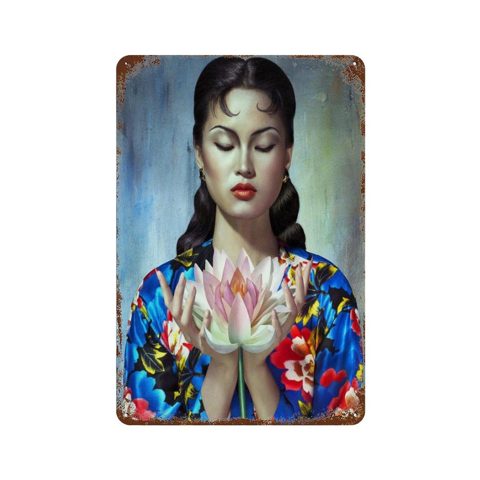 xiaoxiaoshen Artist Vladimir Tretchikoff Balinese Wall Decor Art Metal Tin Poster Modern Home Decor Art Home Bar Shop Decorations Vintage Sign 30x20cm