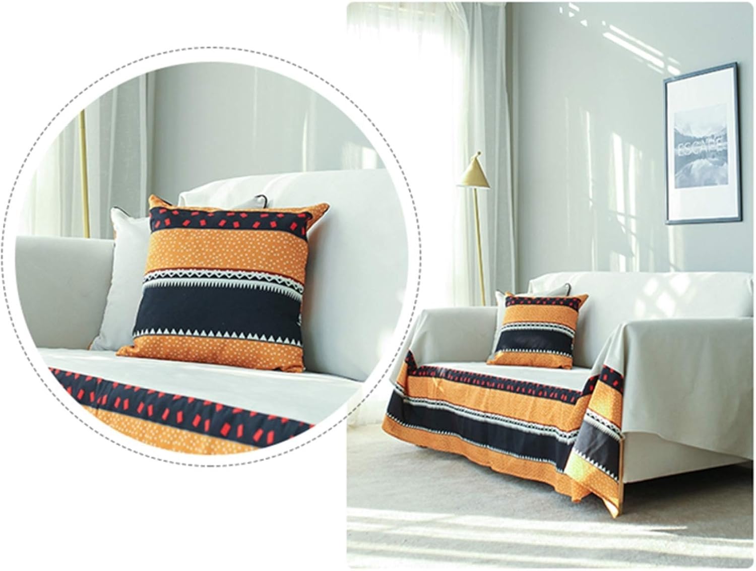 Sofa Cover Pattern Multi -Cover Geometric Ethnic Style Four Seasons 190 * 360 dustproof Stain-Proof Scratch-Proof Pink Bed Cover Blanket 1-4 Seater (Pattern 2 190 * 400)