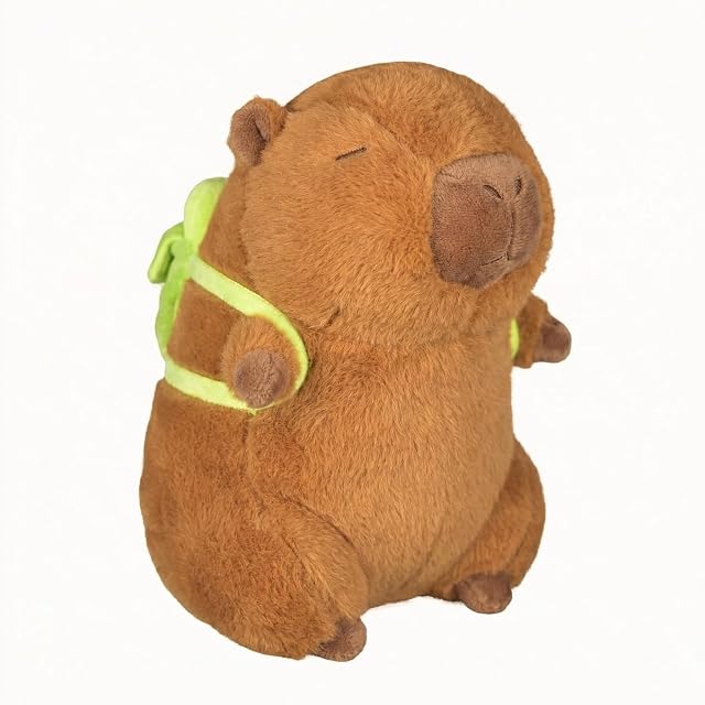 Adorable Capybara Plush Toy with Turtle Backpack, Soft Stuffed Animal Pillow, for Kids Birthday (9 inch)