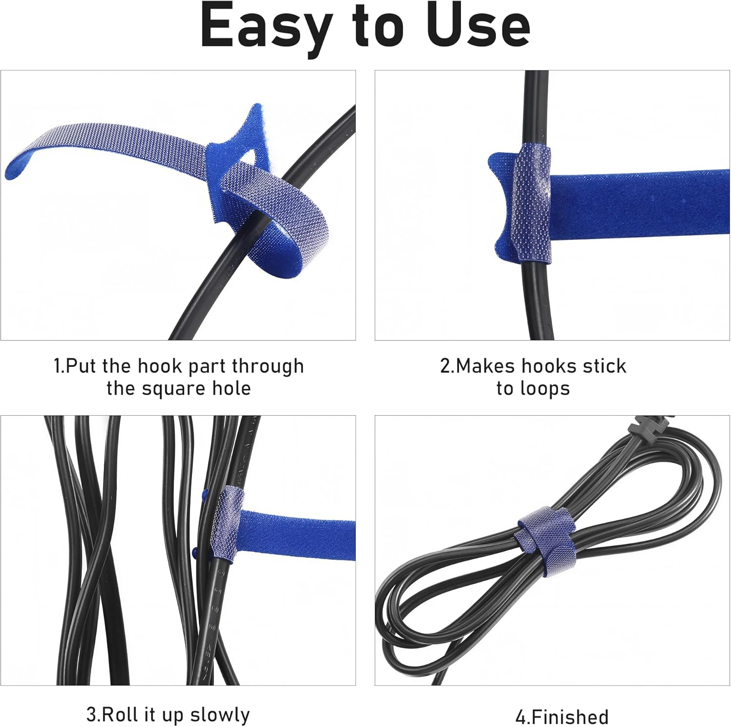 60Pcs Reusable Hook and Loop Cable Straps – Adjustable Cord Ties for Wire Management – 6in – Multicolor