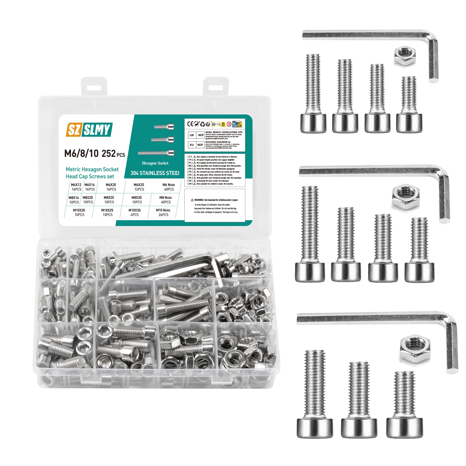 252 pcs M6M8M10 hexagon socket head bolt nut set