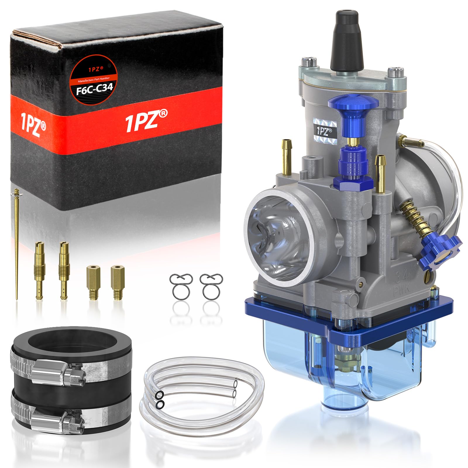 1PZ F6C-C34 34mm Carburador Racing Carb Universal 2T 4T Motor Reemplazo para 125cc a 250cc Dirt Bike Predator 212cc GY6 Motocross UTV ATV Quad TTR SSR Moto Scooter