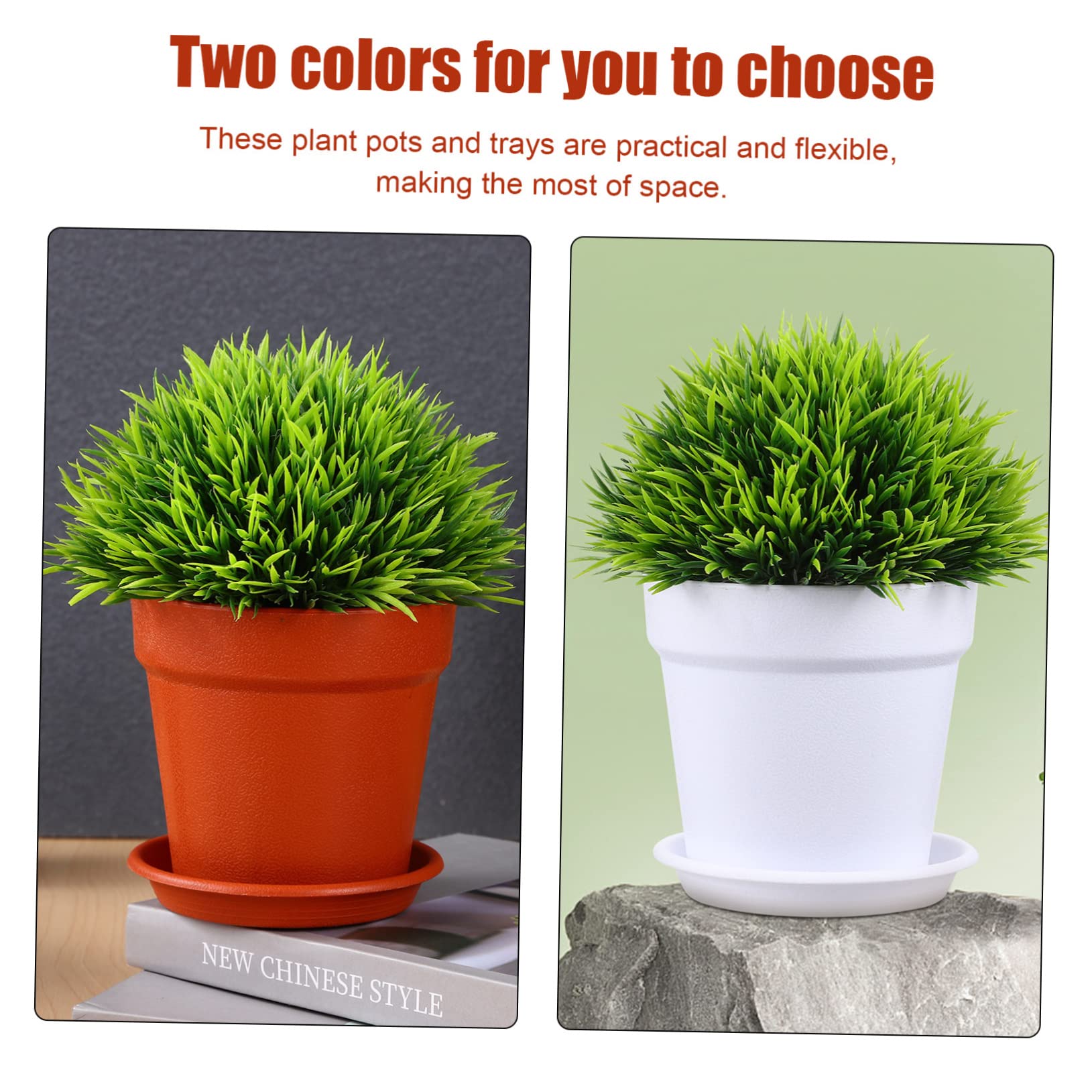 GALPADA 24 Pièces Pots de Fleurs Plastique avec Soucoupes pour Plantes Intérieur Extérieur Pots Fleur Plastique Soucoupe