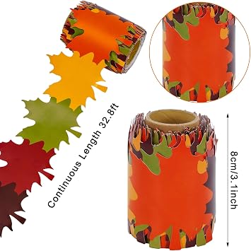 Whaline 32.8Ft Fall Bulletin Board Borders, Maple Leaves Shape