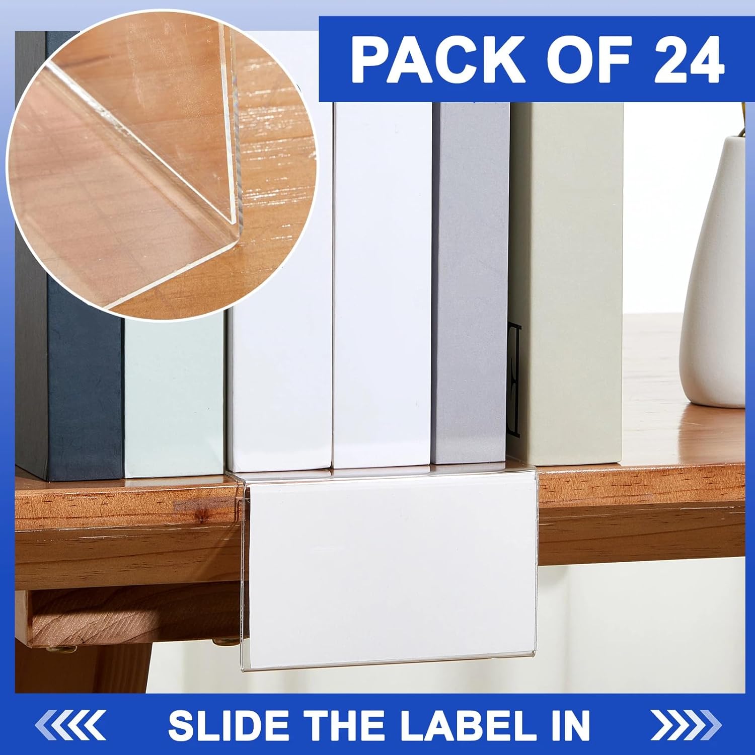 アクリルライブラリ 可動棚ラベルホルダー バルクトーカー 4インチ x 2インチ クリアシェルフ ディスプレイマーカー 小売ラベルタ