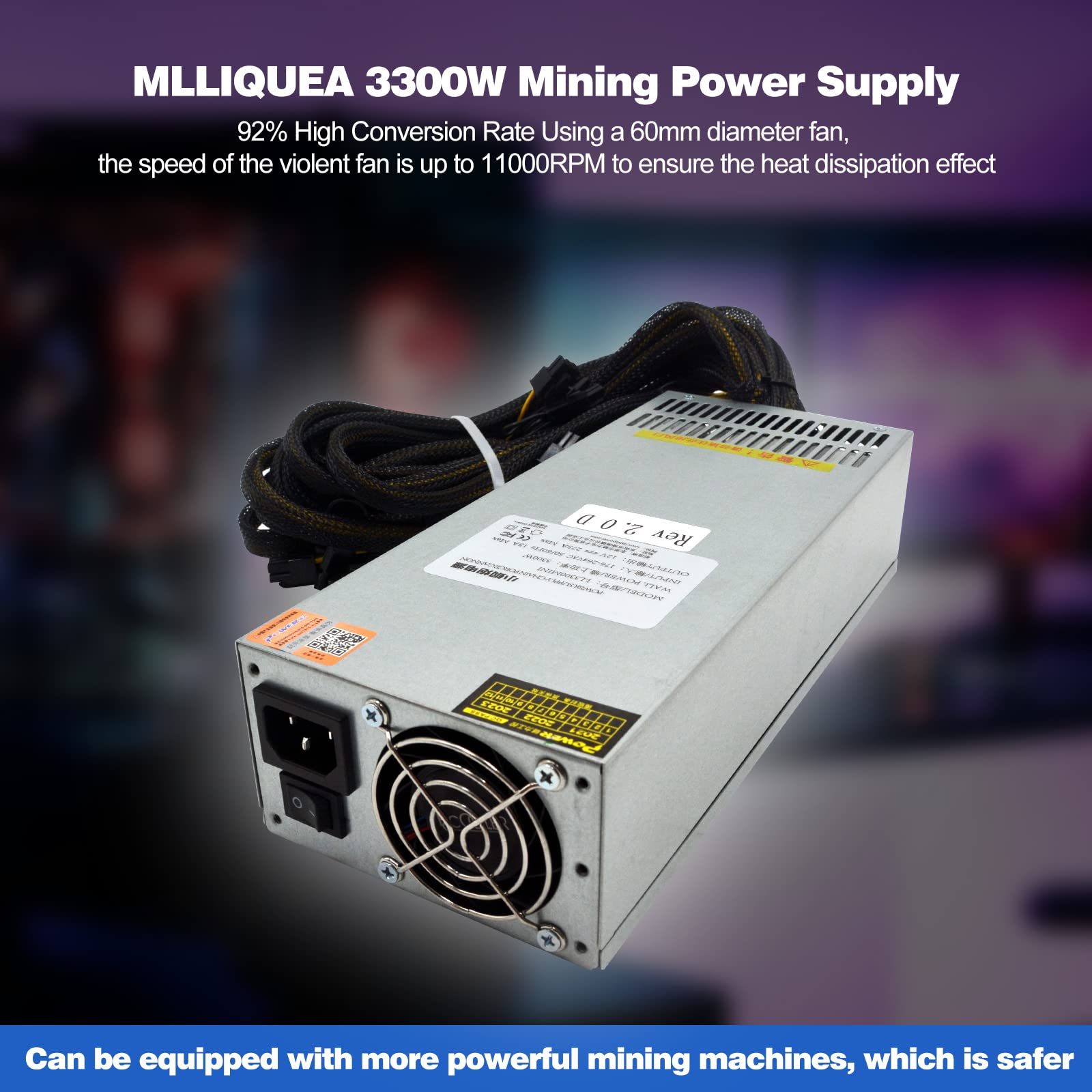 Amazon.com: MLLIQUEA Fuente de alimentación de minería de 3300W
