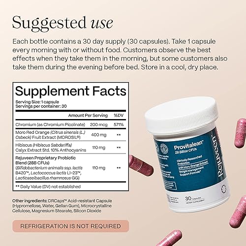 Miniatura 3 de Provitalean Metabolism Fuel for Women | Antojos silenciosos para grasa del vientre y cinturas resistentes | Probiótico B420, Morosil, cromo |