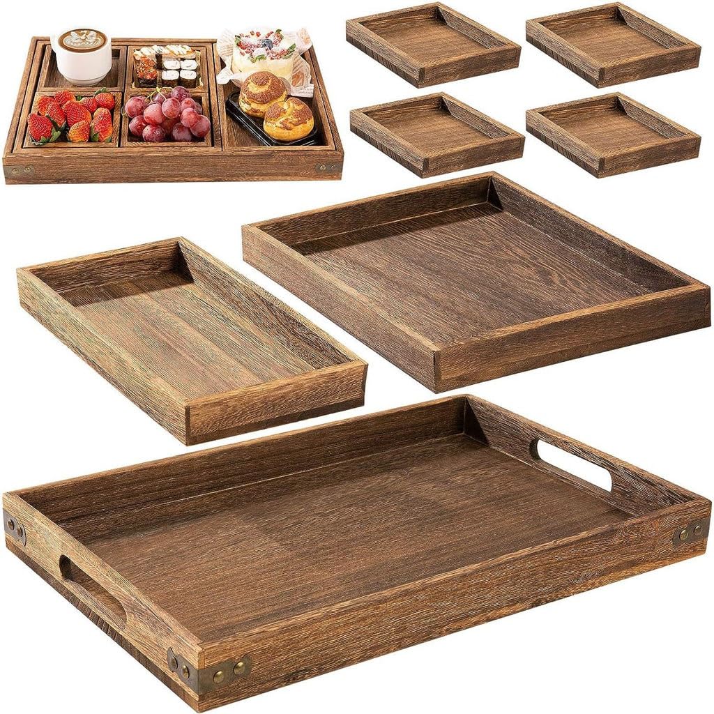 Plateau pour Table Basse Le Plateau Japonais en Bois Massif Convient aux cafés, aux Restaurants de thé ou aux Plateaux à thé aux Fruits en Bois, Planches de charcuterie (A)