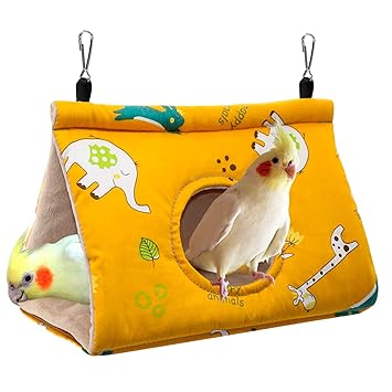 RYPET Winter Warm Bird Nest House - Hanging Hammock Velvet Shed Hut Cage Plush Fluffy Birds Hideaway Sleeping Bed Fuzzy for Parrot Parakeet Cockatiels Budgies Lovebird Medium